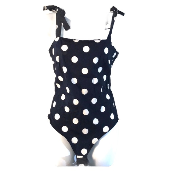 Zara Tops - Zara Blue / White Polka Dot Body Suit Sz M EUC